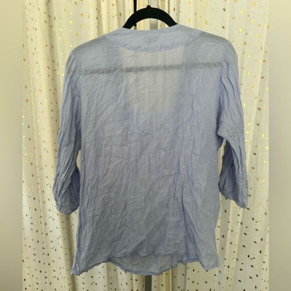 Siganka Maui Hawaii 100% Cotton Periwinkle Embroidered Eyelet Lace Sheer Tunic S - Picture 4 of 7